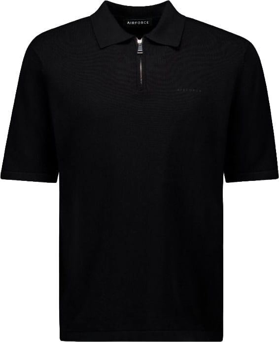 Airforce Knitted polo zip Zwart