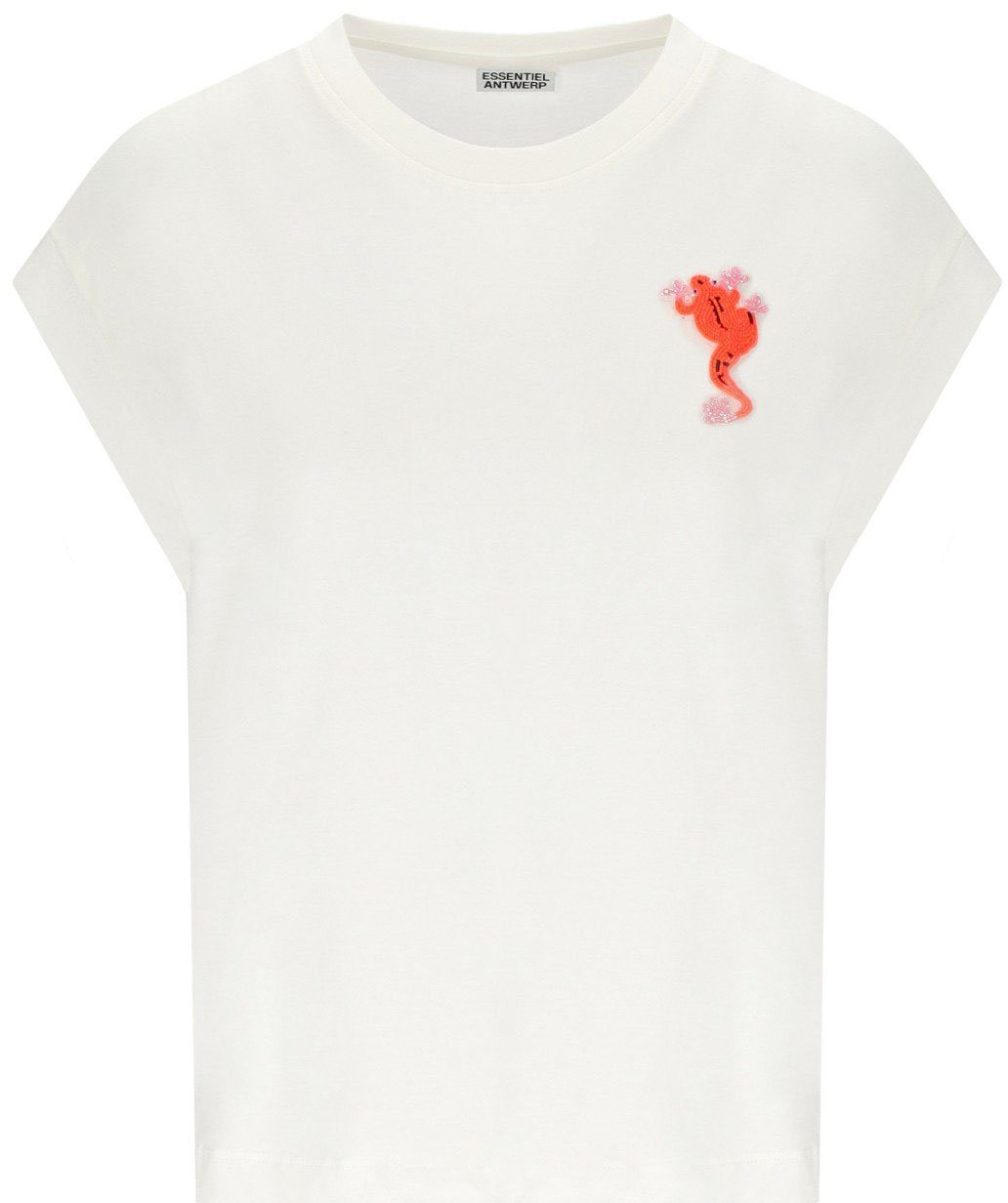 Essentiel Antwerp Essentiel Antwerp Embroidered T-shirt T-shirts Off White Jungala Wit