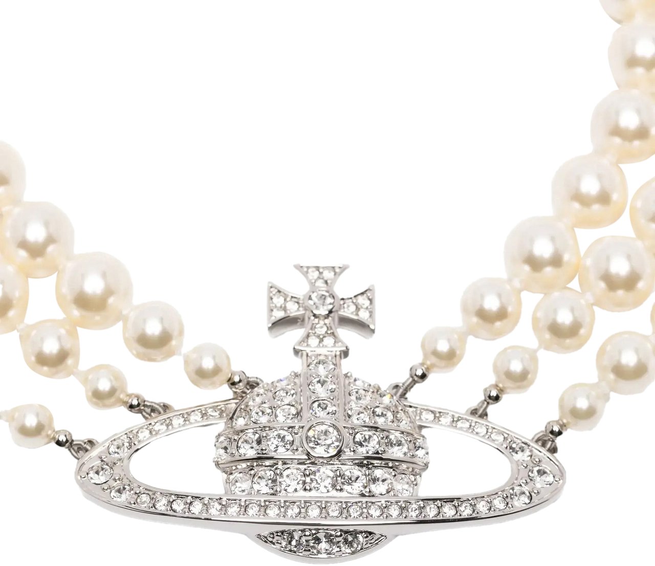 Vivienne Westwood Vivienne Westwood Three Row Pearl Bas Relief Platinum/pearl Zilver