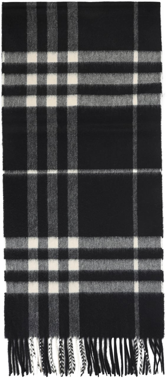Burberry Checked cashmere scarf Zwart