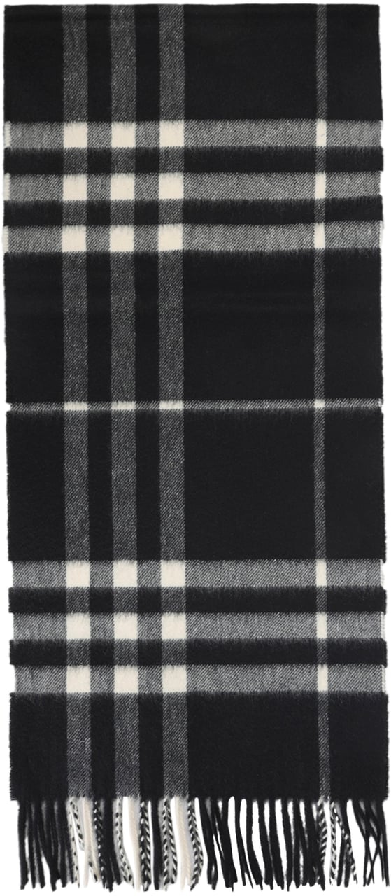 Burberry Checked cashmere scarf Zwart