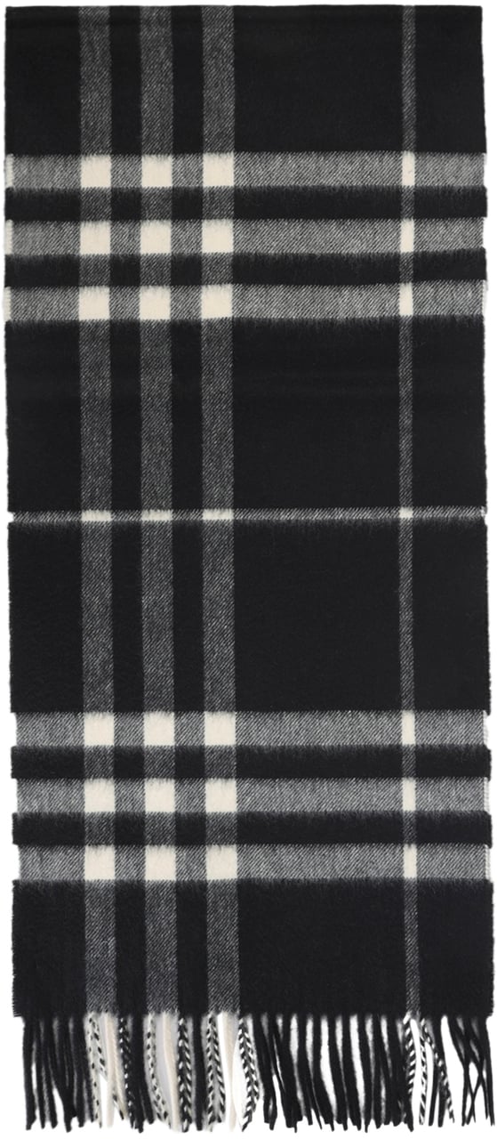 Burberry Checked cashmere scarf Zwart
