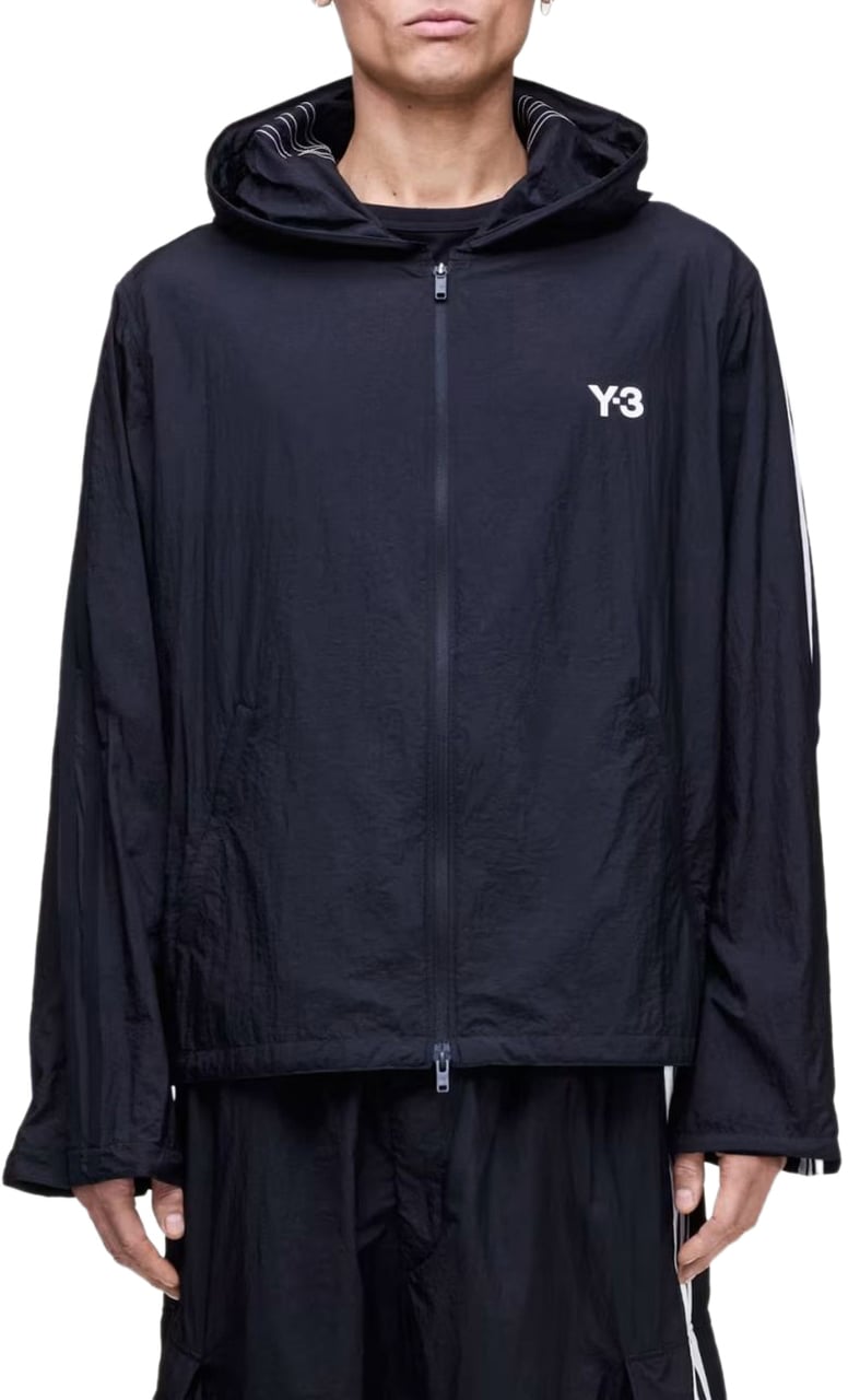 Y-3 adidas y3 nylon wired 3 bandes veste noir Zwart