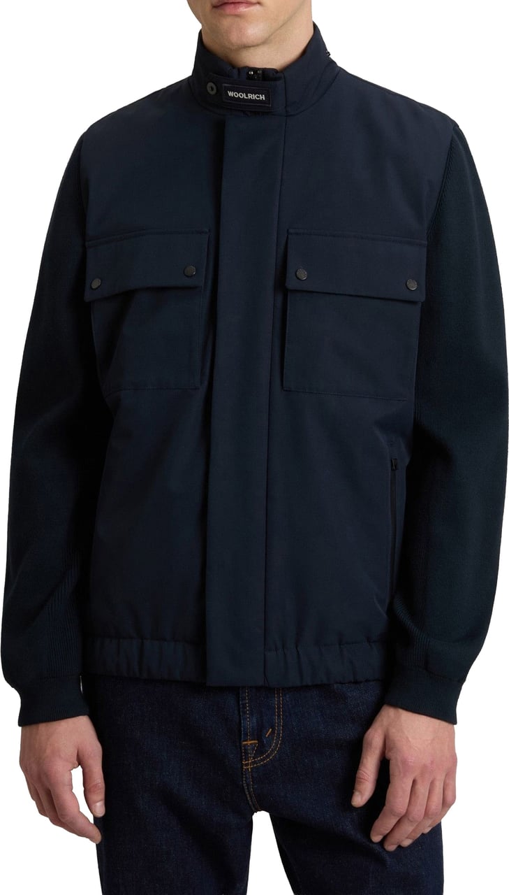 Woolrich Two Layers Hybrid Melton Blue Blauw