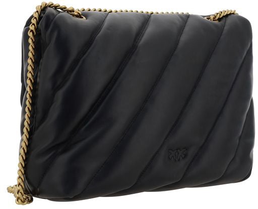 Pinko PINKO Black Calf Leather Bos Taurus Shoulder Bag Divers