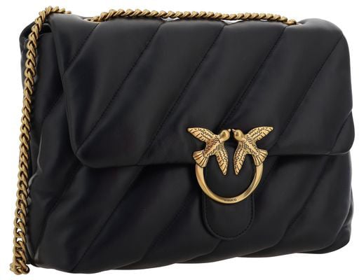 Pinko PINKO Black Calf Leather Bos Taurus Shoulder Bag Divers