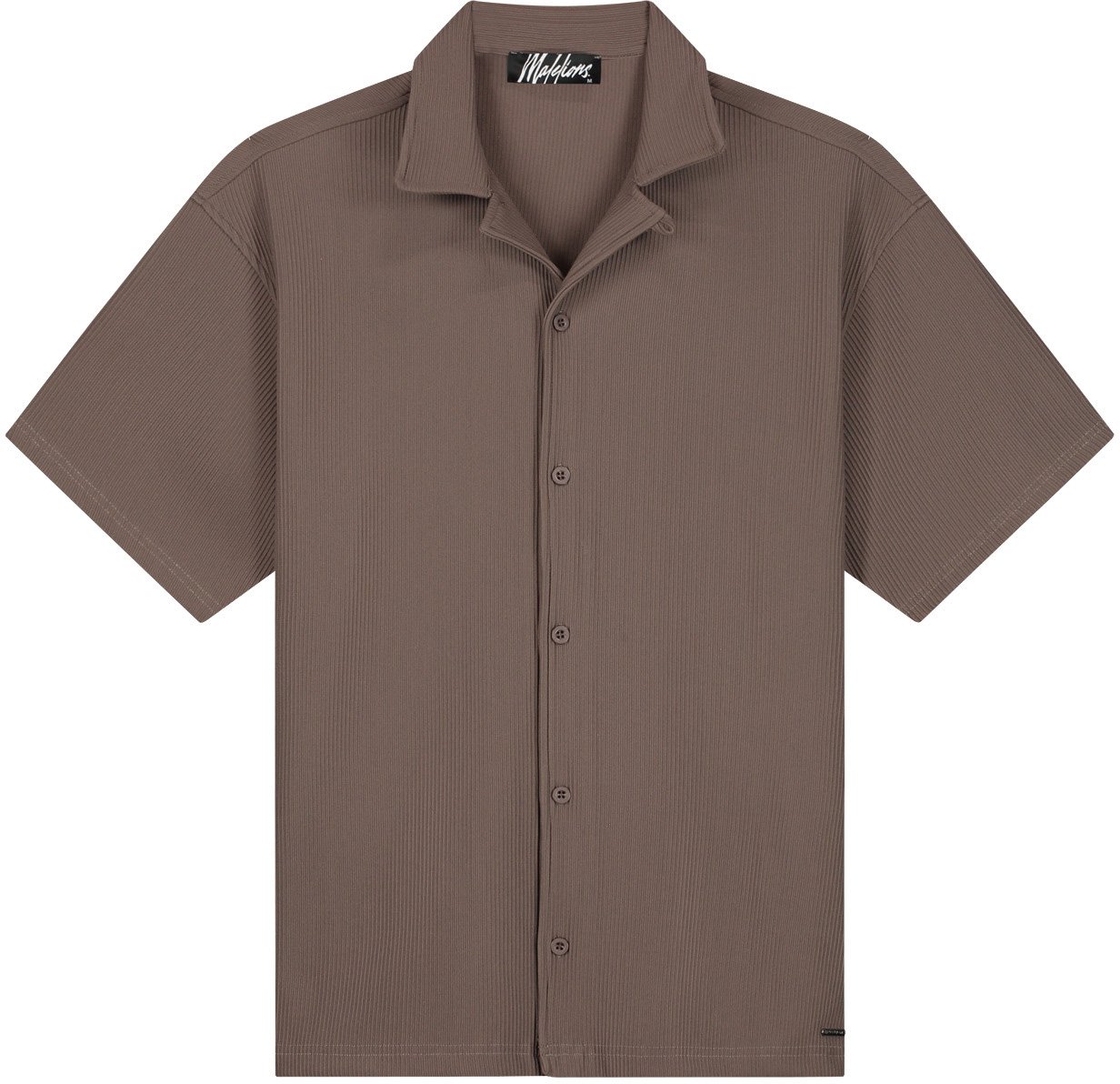 Malelions Malelions Ribbed Camp Collar Shirt Bruin