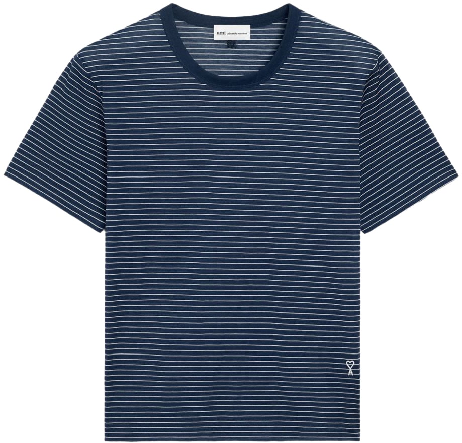 AMI Paris T-Shirts And Polos Bleu/White Blauw