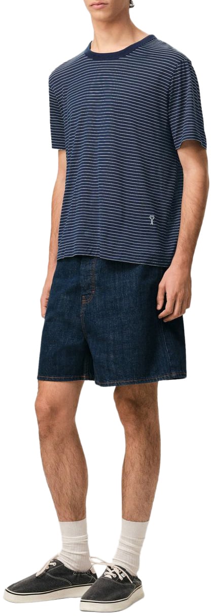 AMI Paris T-Shirts And Polos Bleu/White Blauw
