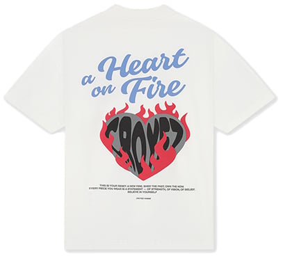 Croyez Croyez Heart On Fire T-Shirt Wit