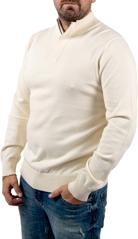 Pure Path Pure Path Regular Fit Half Zip Knitwear Beige