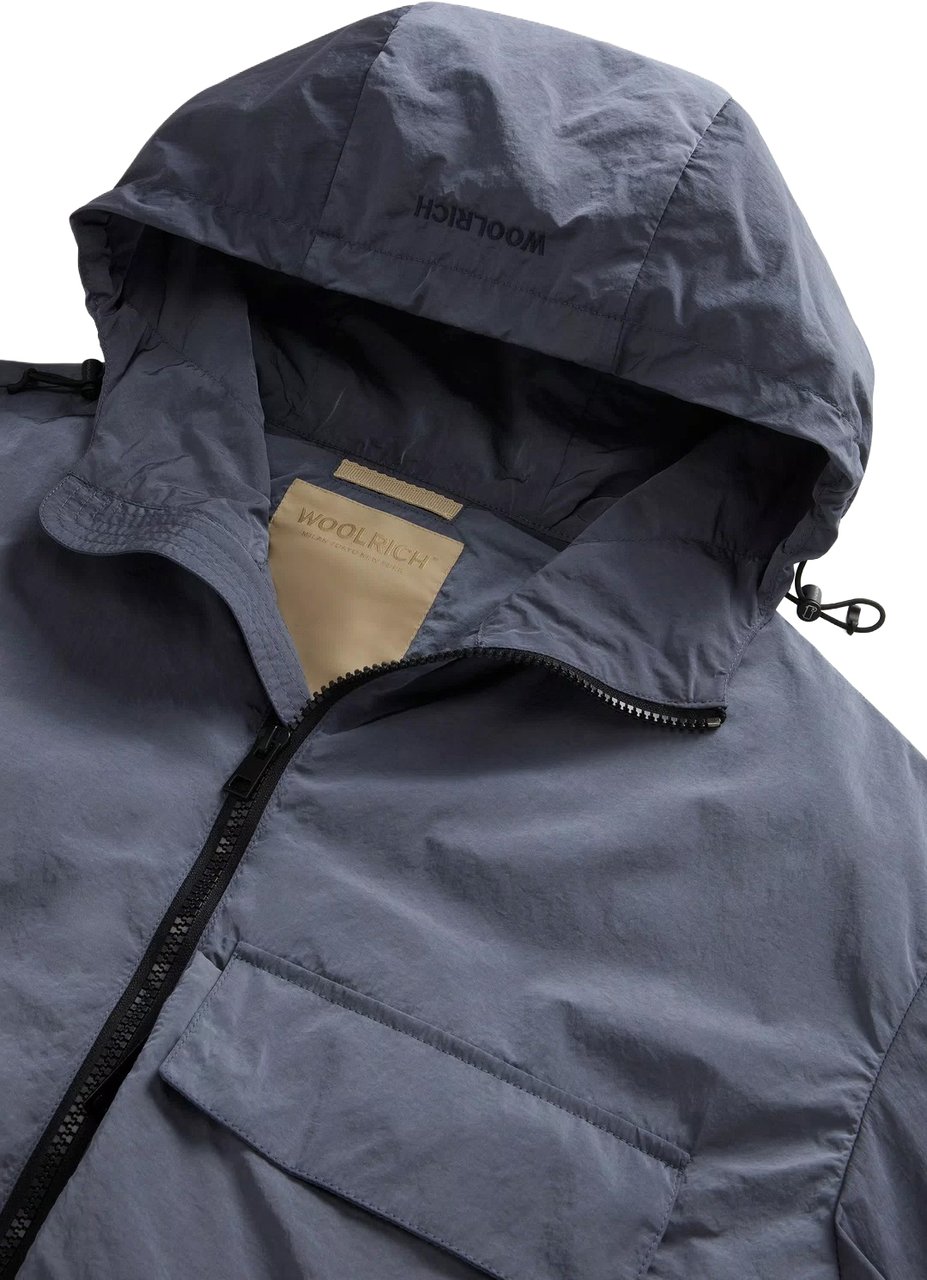 Woolrich Shiny Nylon Hooded Jacket Grisaille Grijs