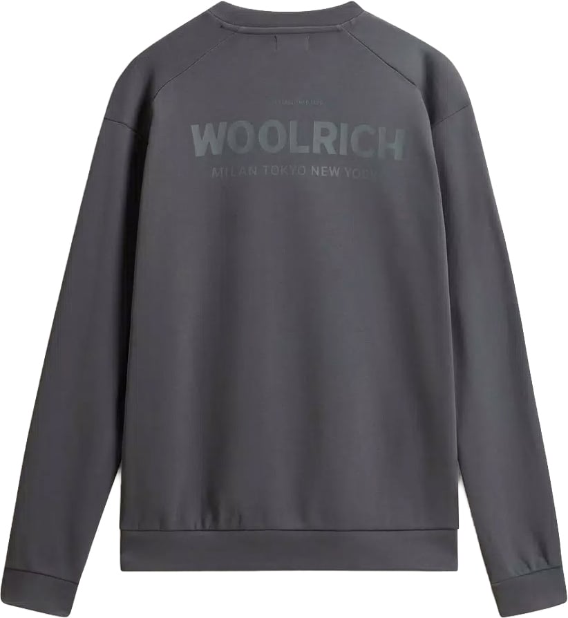 Woolrich Macro Logo Crewneck Shadow Grey Grijs
