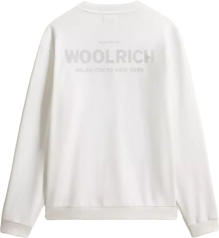 Woolrich Macro Logo Crewneck Arctic White Wit