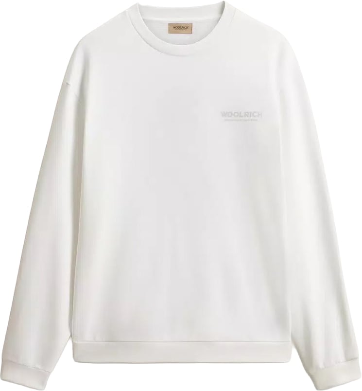 Woolrich Macro Logo Crewneck Arctic White Wit