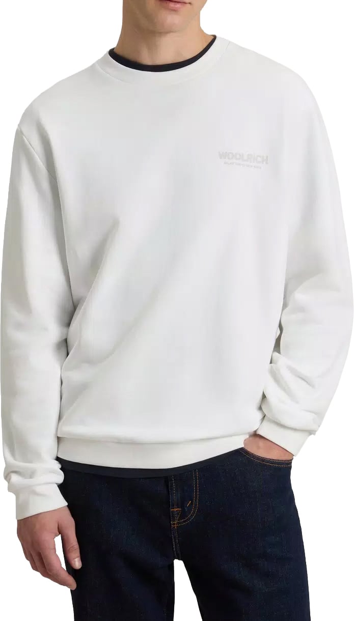 Woolrich Macro Logo Crewneck Arctic White Wit