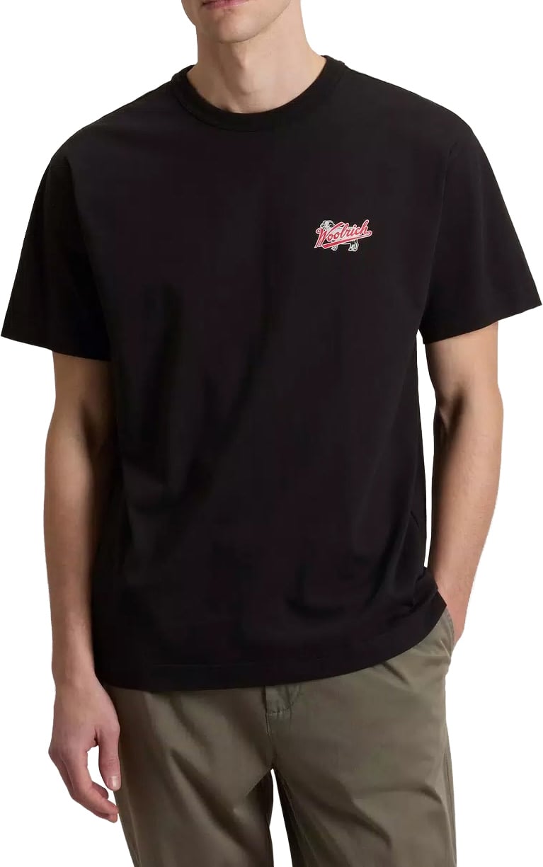 Woolrich Cotton Emblem T-Shirt Black Zwart