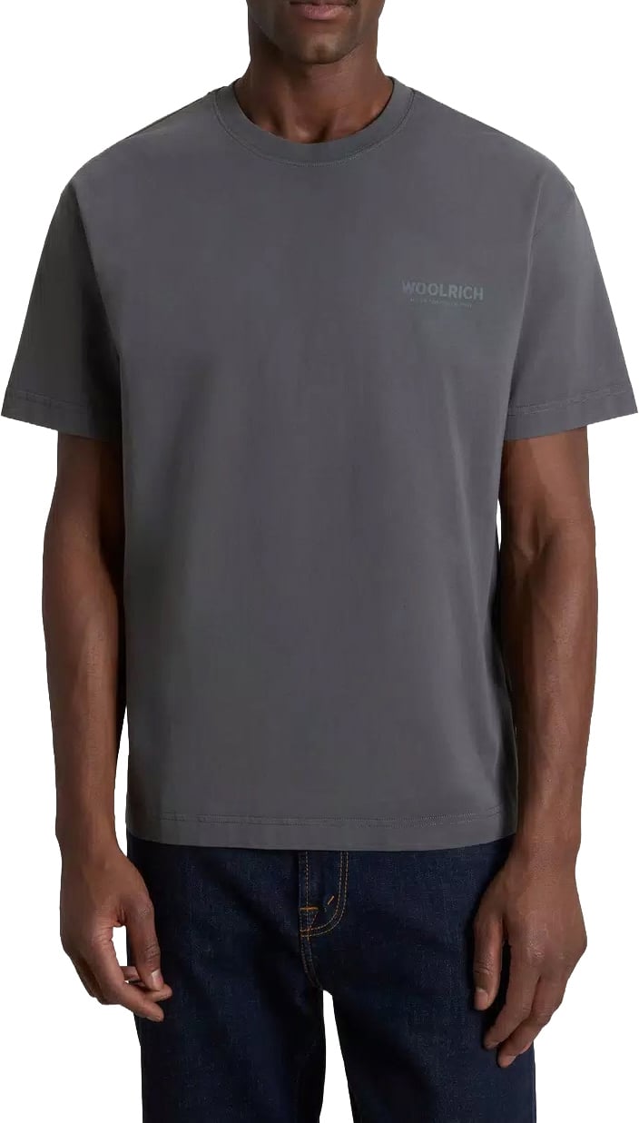 Woolrich Cotton Graphic T-Shirt Shadow Grey Grijs