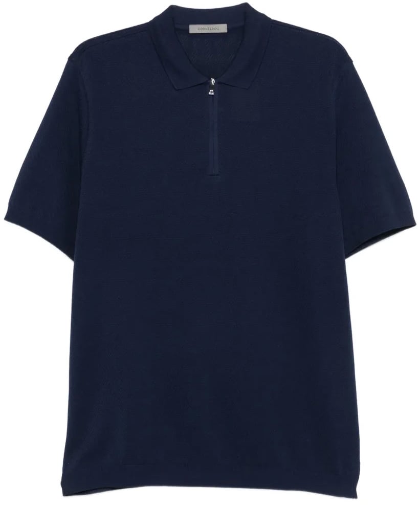 Corneliani polo rits blauw Blauw
