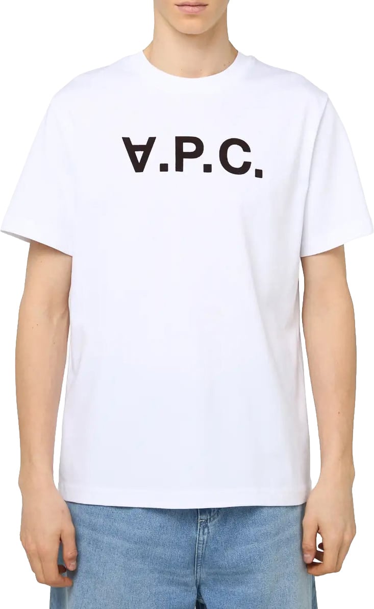 A.P.C. t-shirt wit logo bruin Wit