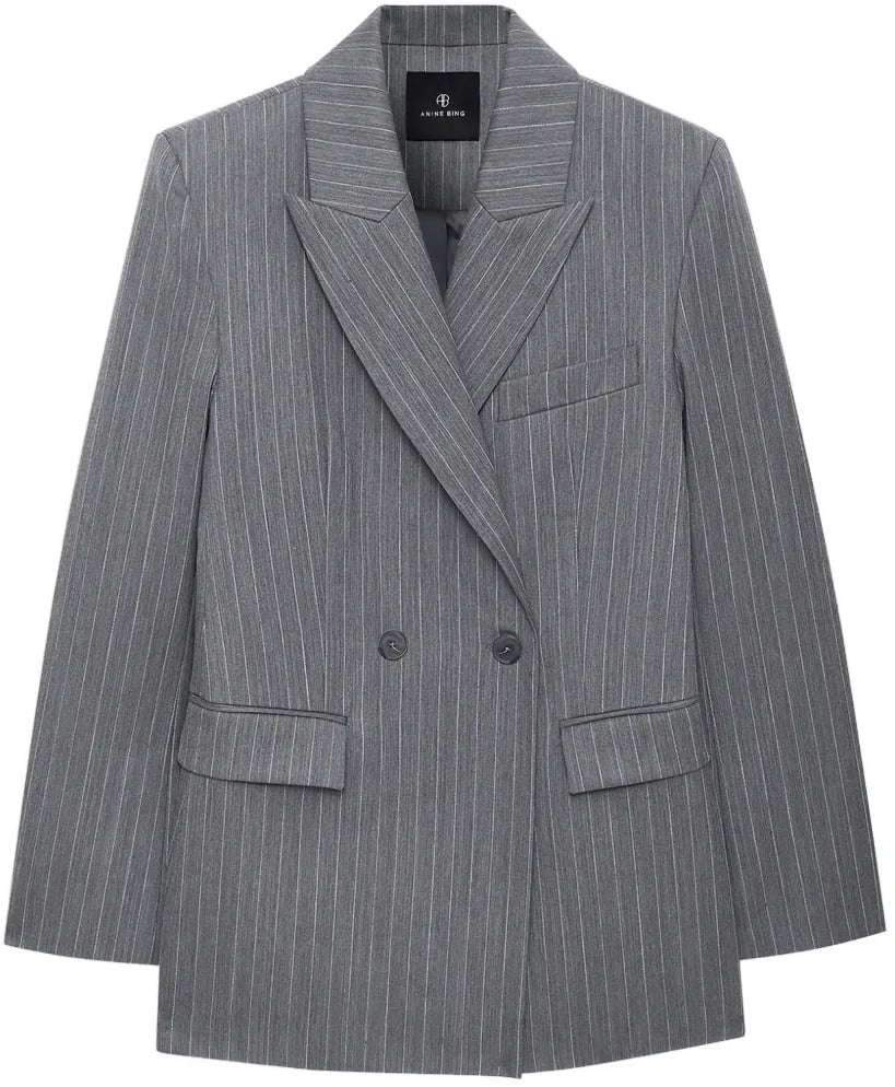 Anine Bing blazer grijs streep Grijs