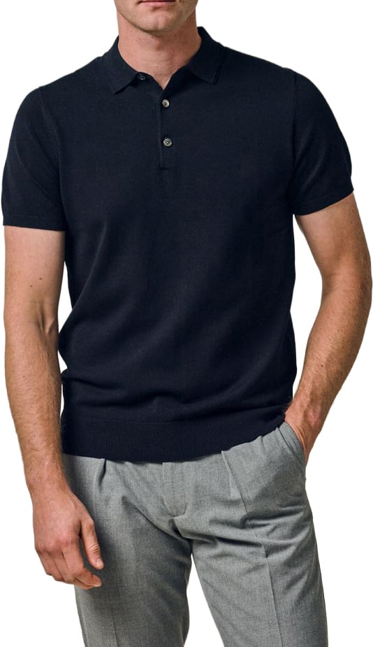 Profuomo Navy Luxury Basic polo Blauw