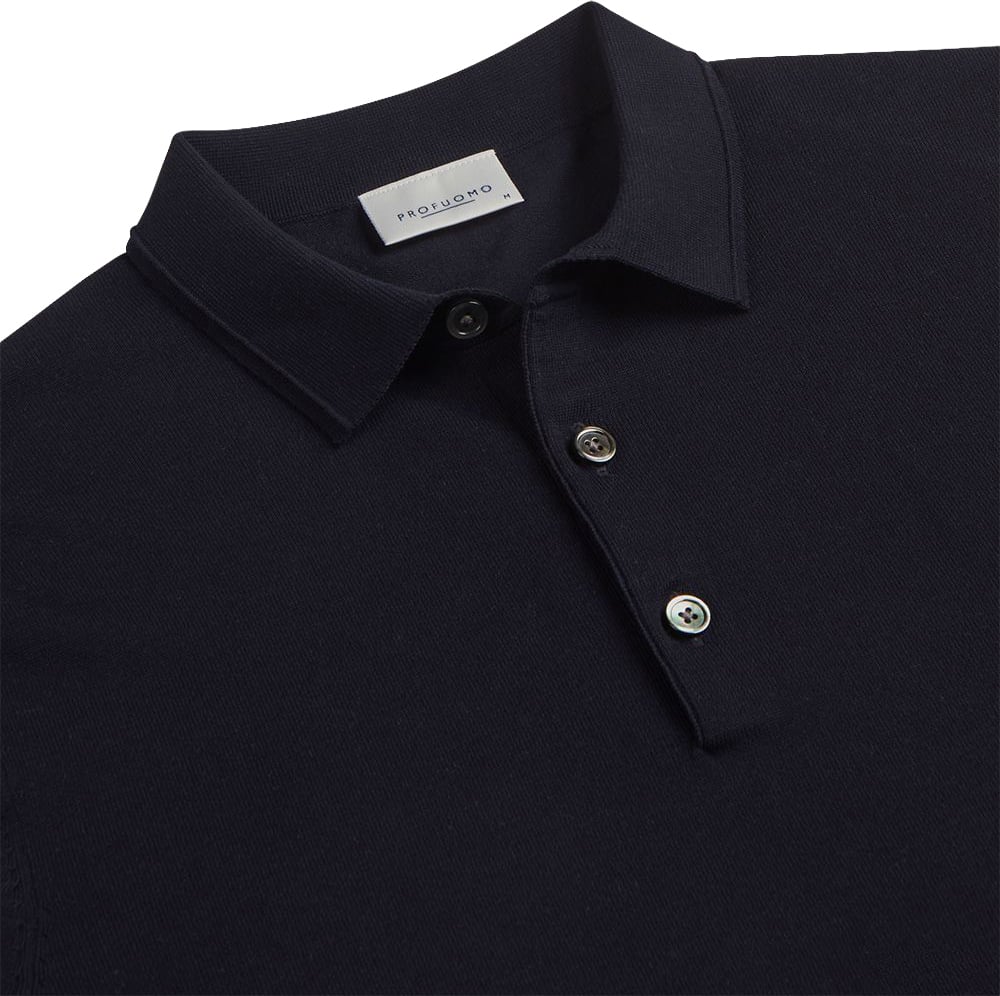 Profuomo Navy Luxury Basic polo Blauw