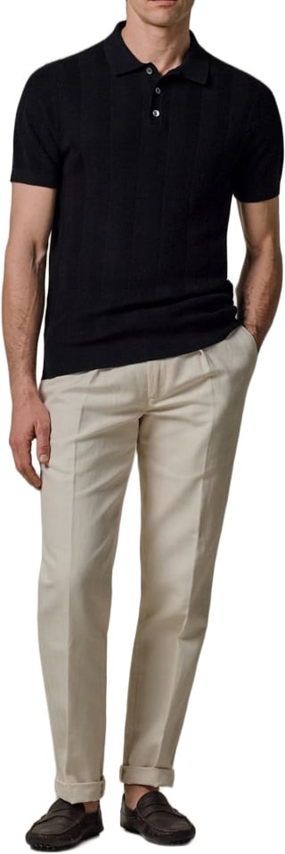 Profuomo Navy katoen linnen polo Blauw