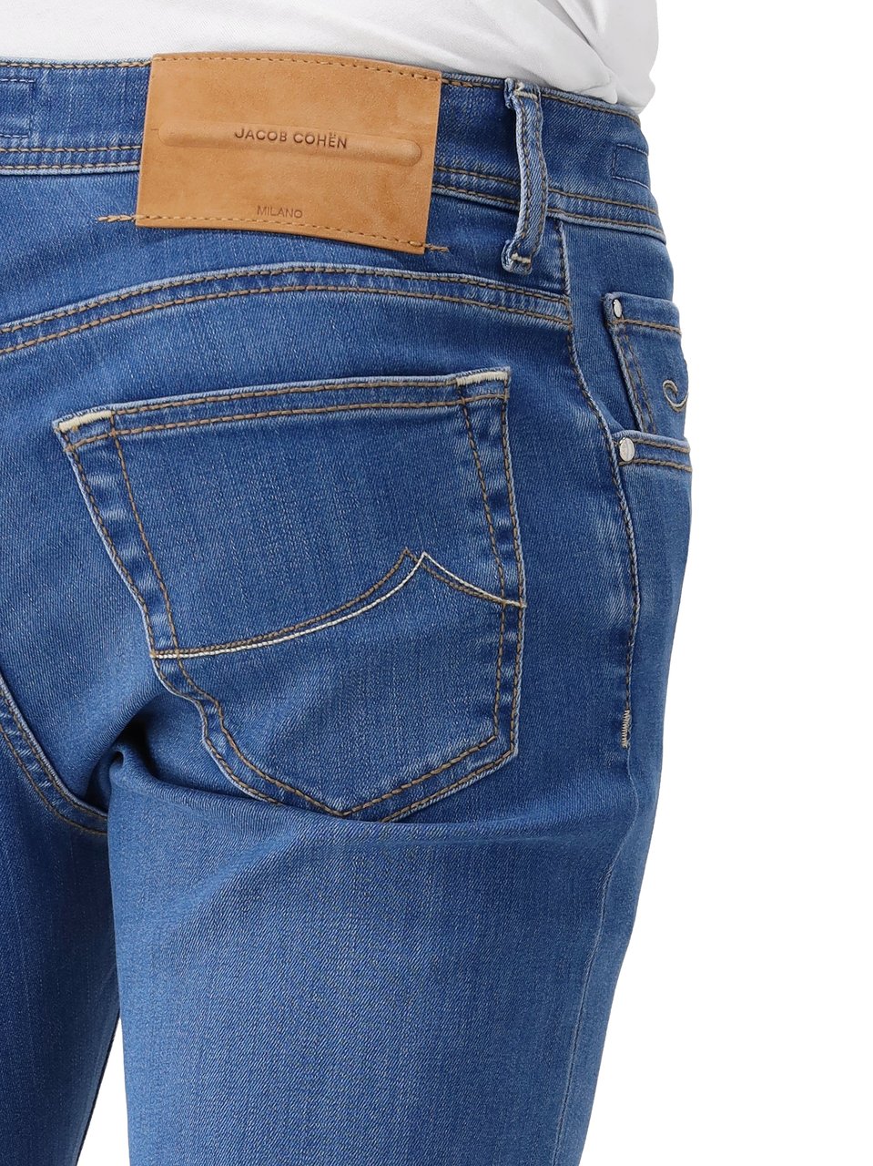 Jacob Cohen Nick slim fit camel streep Blauw