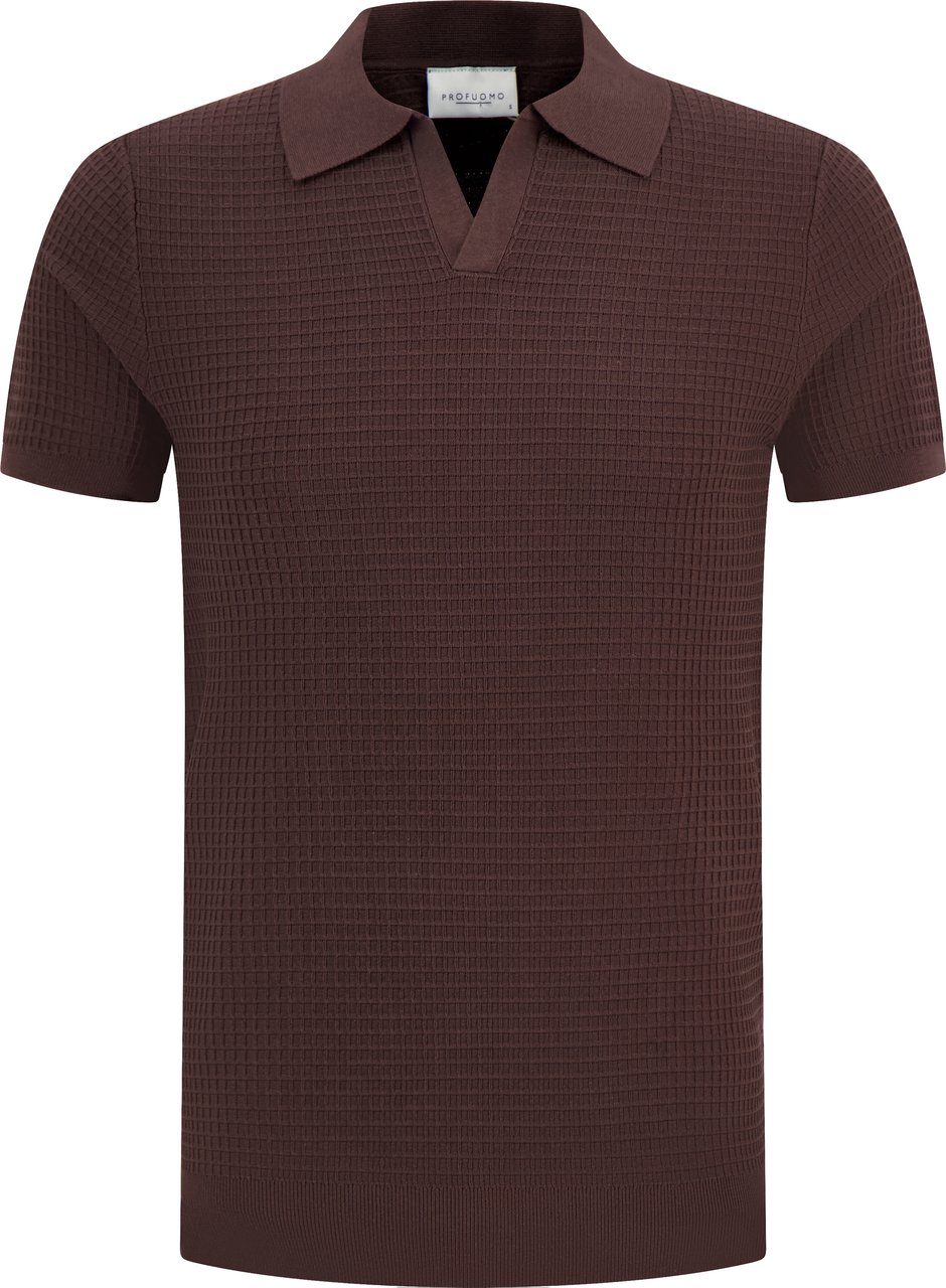 Profuomo no button polo brown Bruin