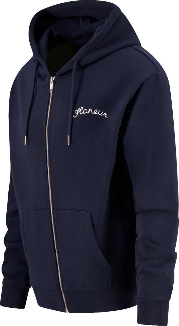 FLÂNEUR signature zip up navy Blauw