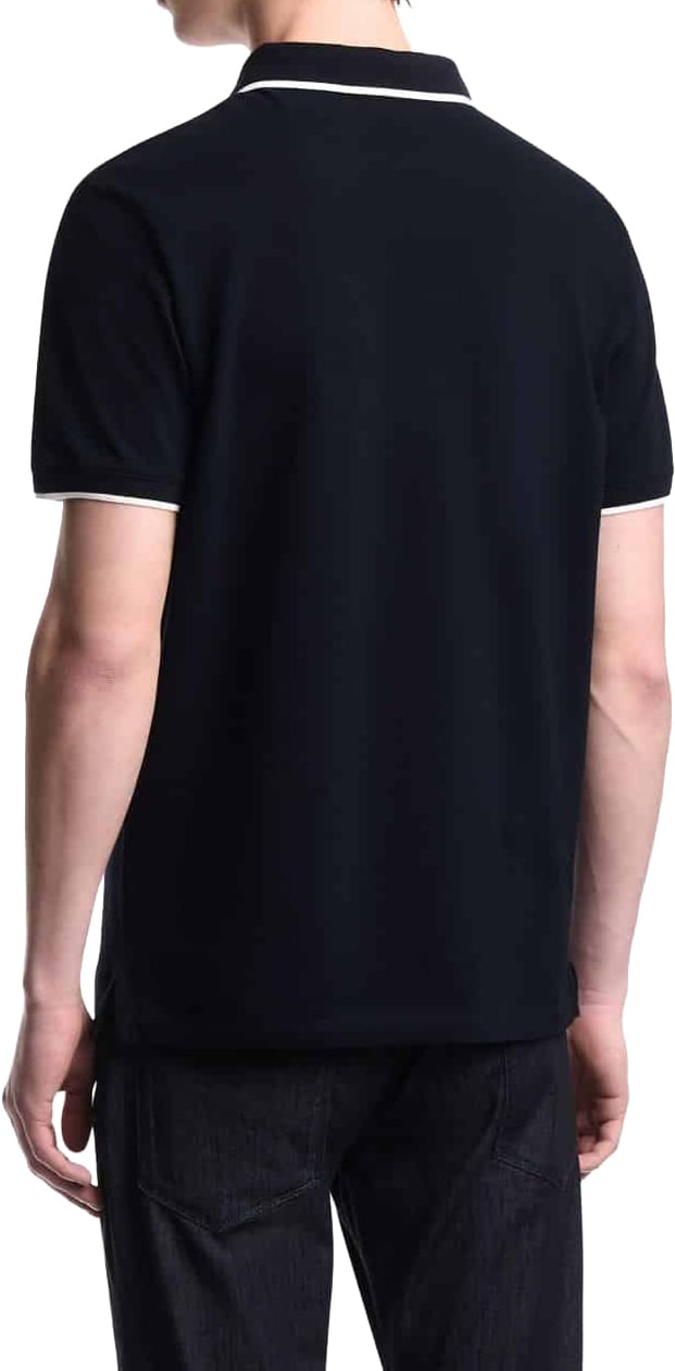 Emporio Armani V-neck Piqué Blue Navy Blauw