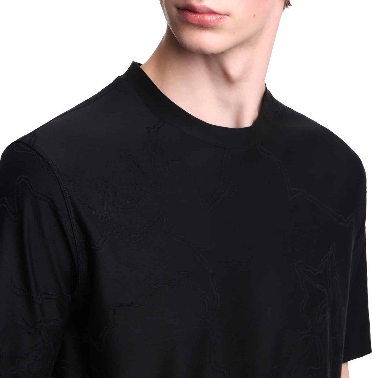 Emporio Armani All Over Motif Tee Black Zwart