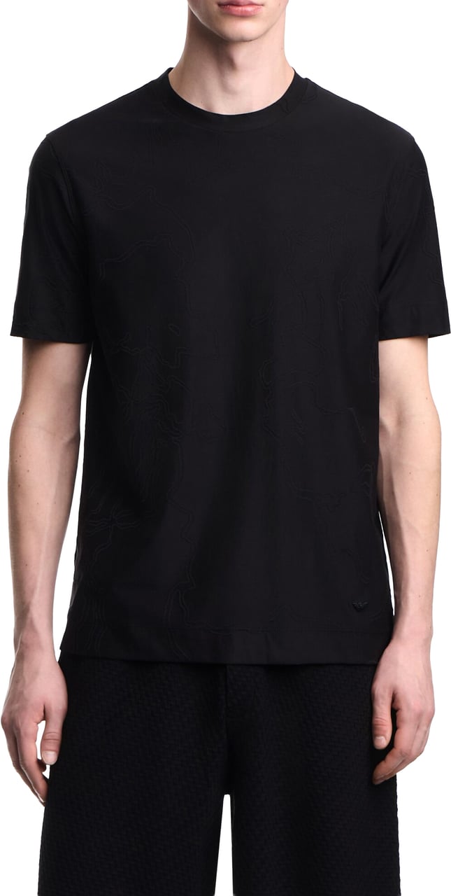 Emporio Armani All Over Motif Tee Black Zwart