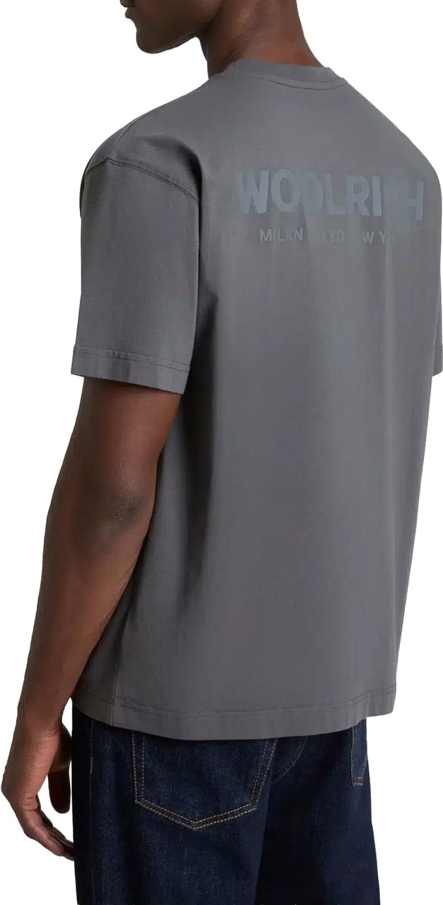 Woolrich Cotton Graphic T-Shirt Grey Shadow Grijs