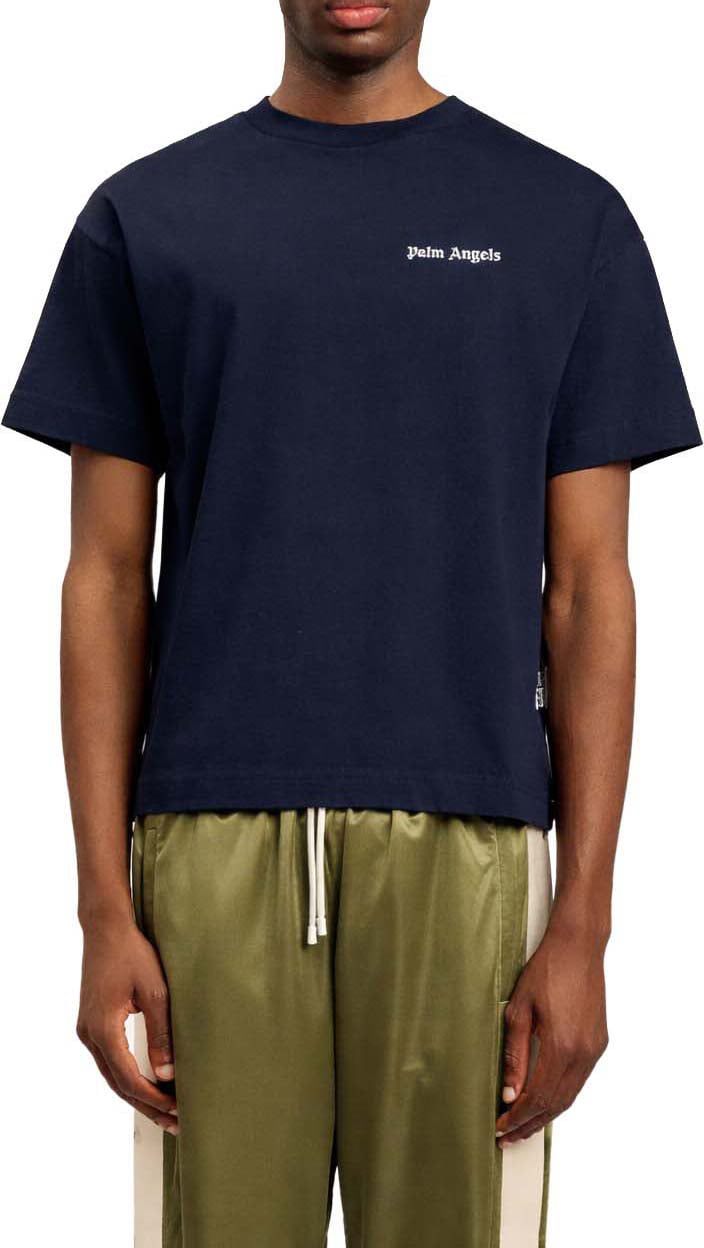Palm Angels Classic Logo T-Shirt Navy Blue Blauw