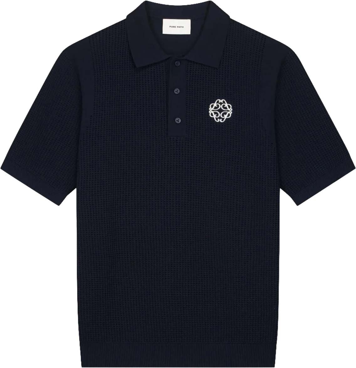 Pure Path Emblem Open Knit Polo 26010811 Blauw
