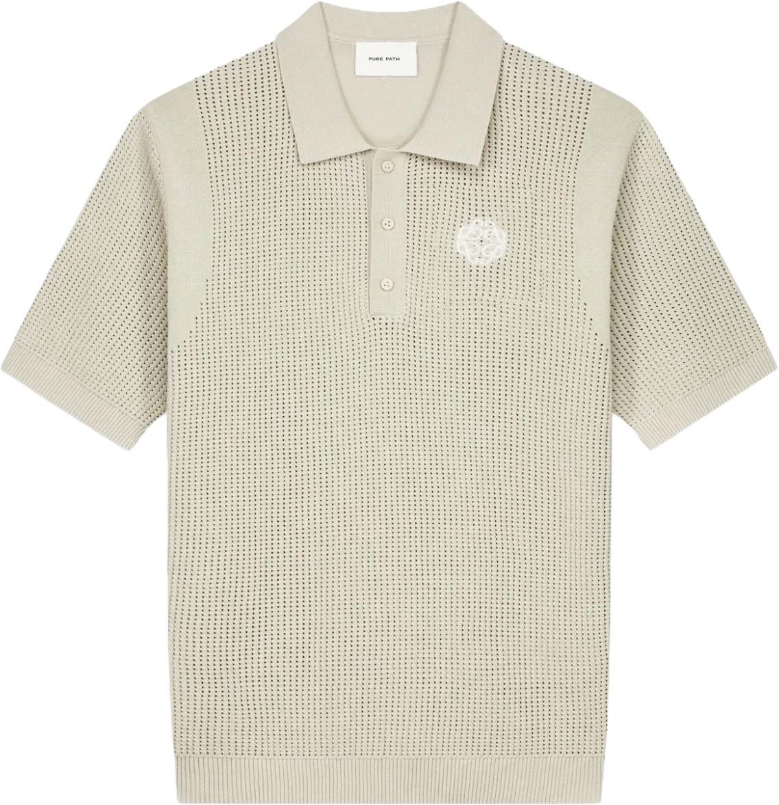 Pure Path Emblem open knit polo 26010811 Taupe