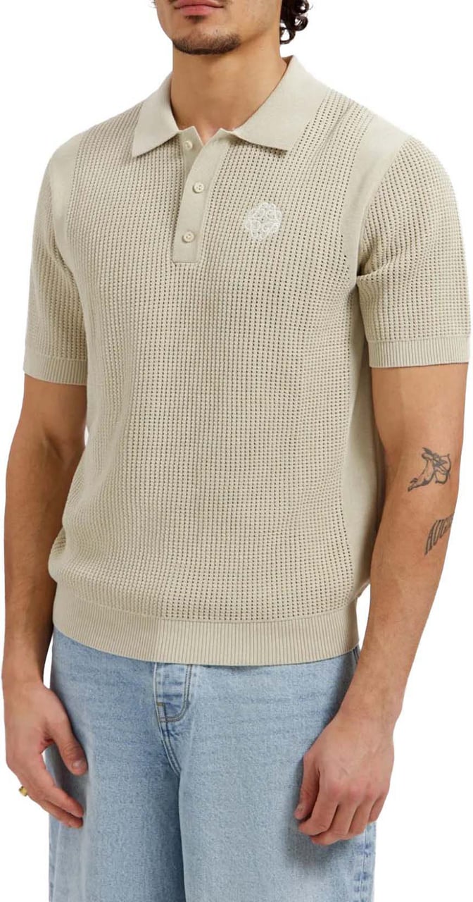 Pure Path Emblem open knit polo 26010811 Taupe