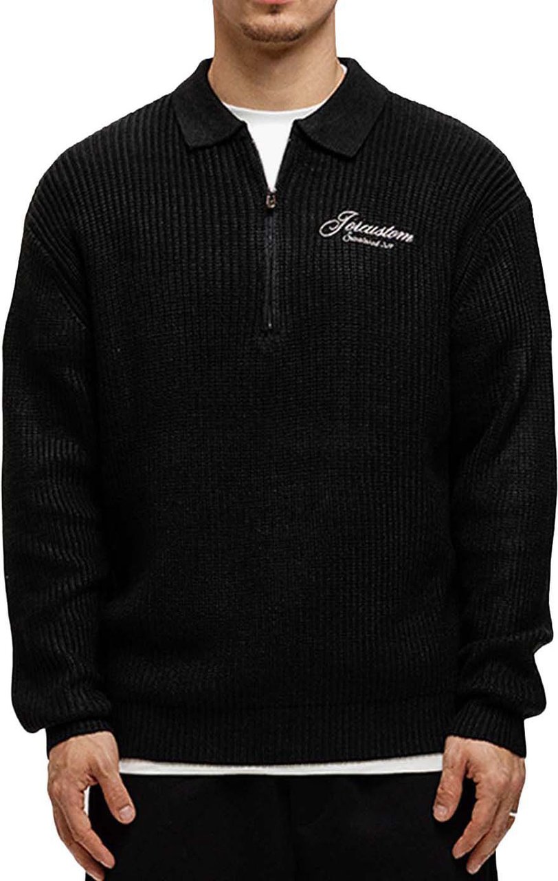 JORCUSTOM Heritage Heavyweight KnitPolo Black Zwart