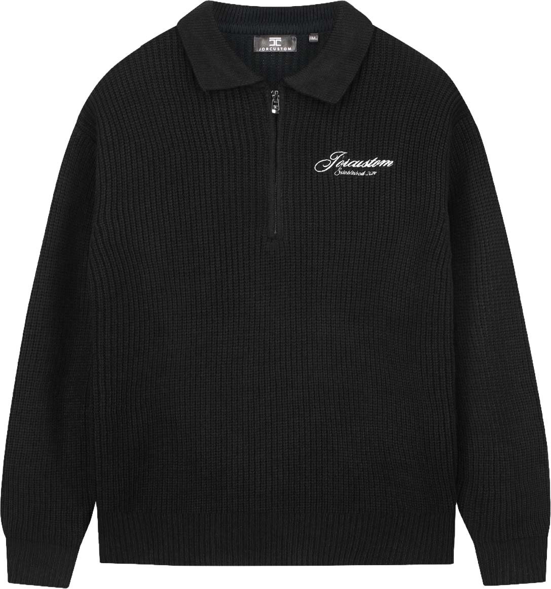 JORCUSTOM Heritage Heavyweight KnitPolo Black Zwart