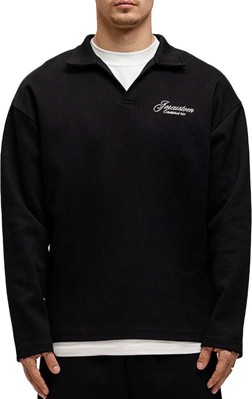 JORCUSTOM Heritage Longsleeve Polo Black Zwart