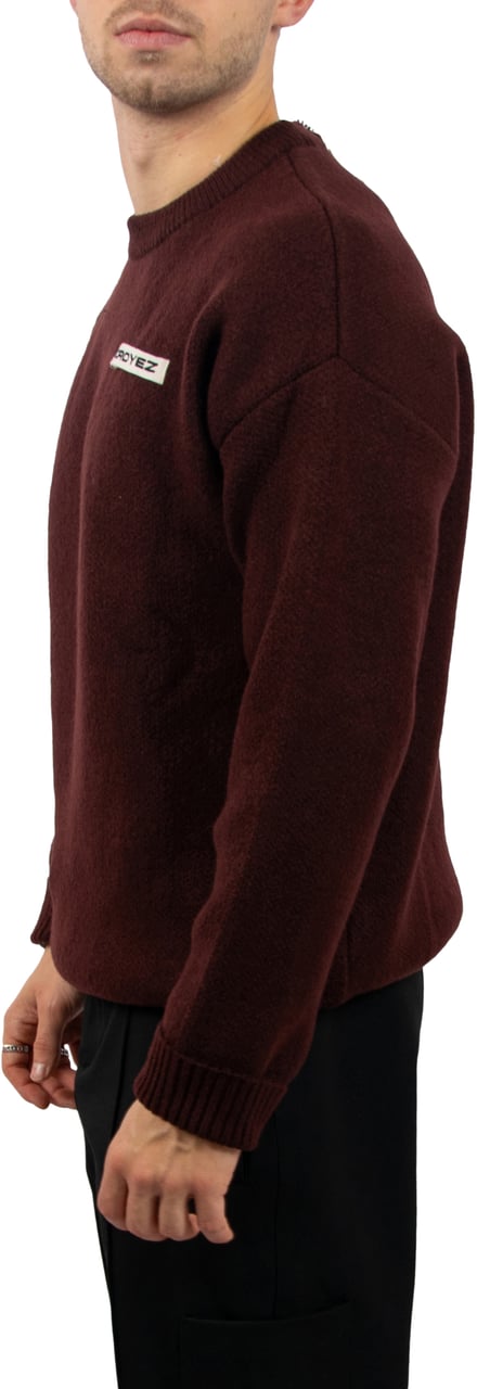 Croyez Croyez Etiquette Knit Sweater Maroon