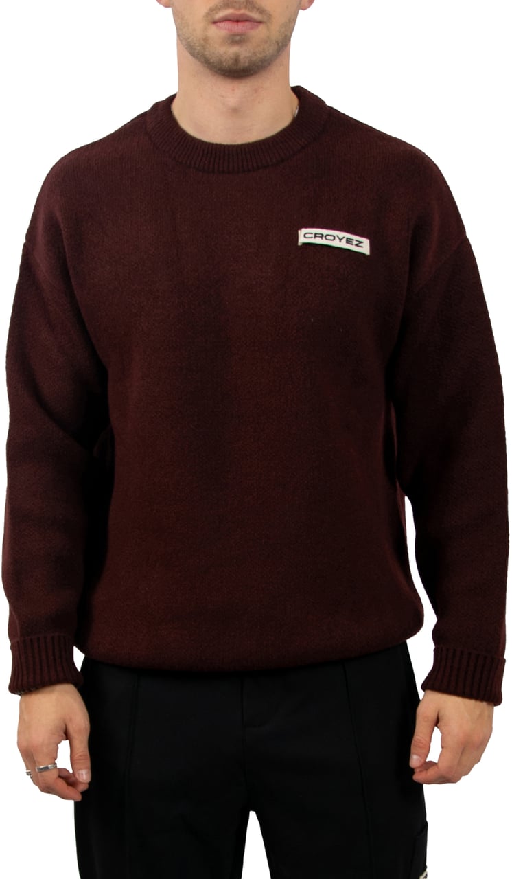 Croyez Croyez Etiquette Knit Sweater Maroon
