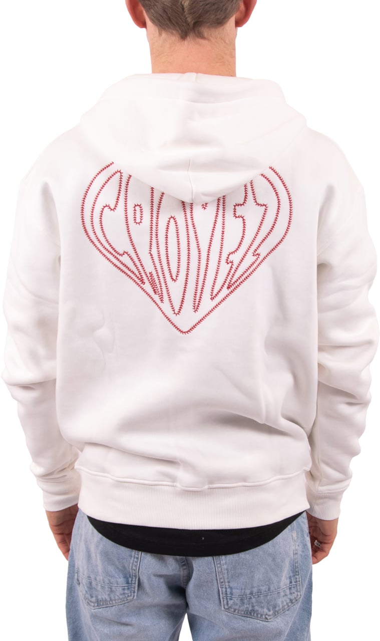 Croyez Croyez Stitched Heart Zip Hoodie Wit
