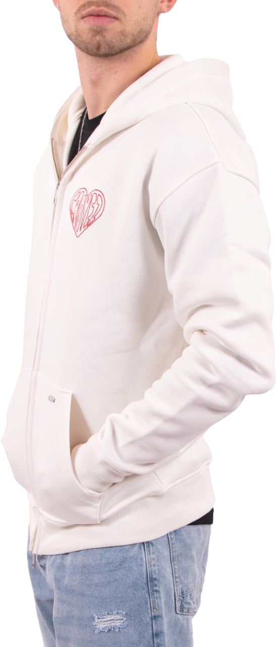 Croyez Croyez Stitched Heart Zip Hoodie Wit