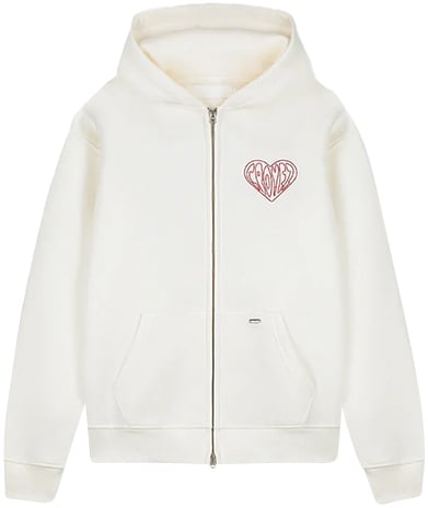 Croyez Croyez Stitched Heart Zip Hoodie Wit