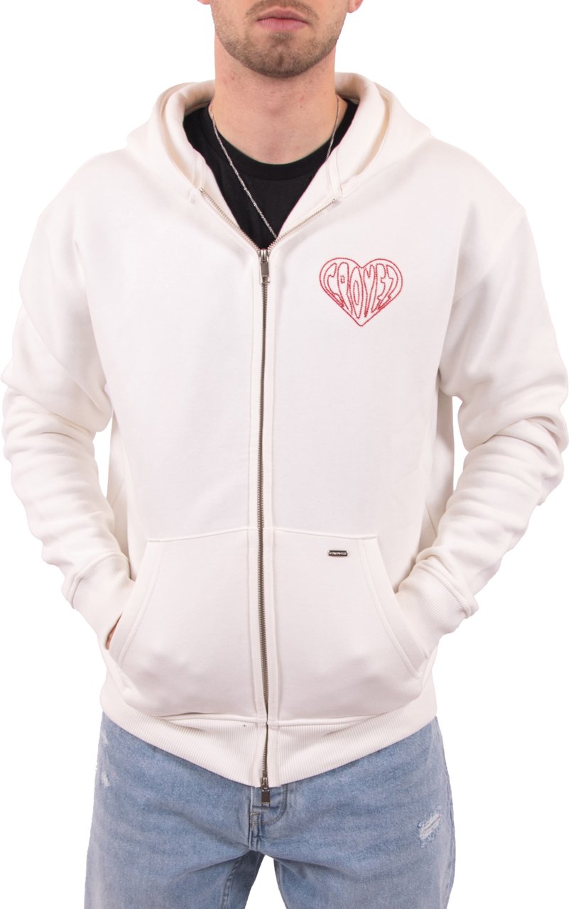 Croyez Croyez Stitched Heart Zip Hoodie Wit