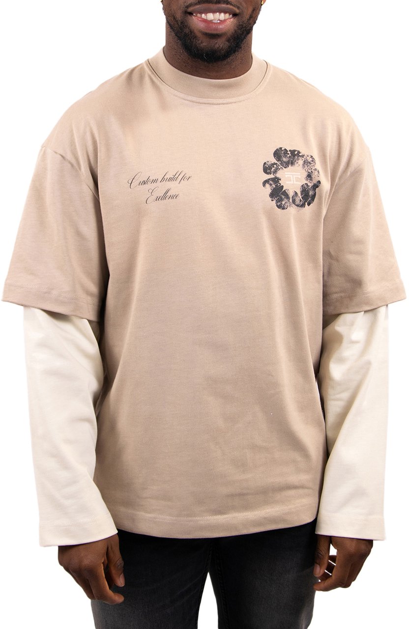 JORCUSTOM Flowers Double Layered Longsleeve T Beige