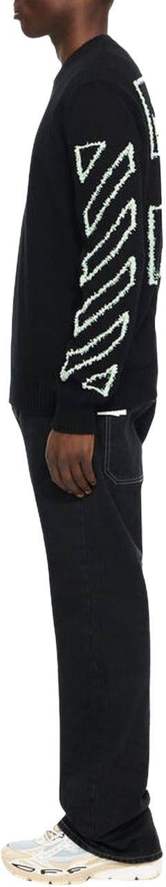 OFF-WHITE Heren Diag Outline Knit Crewneck Zwart